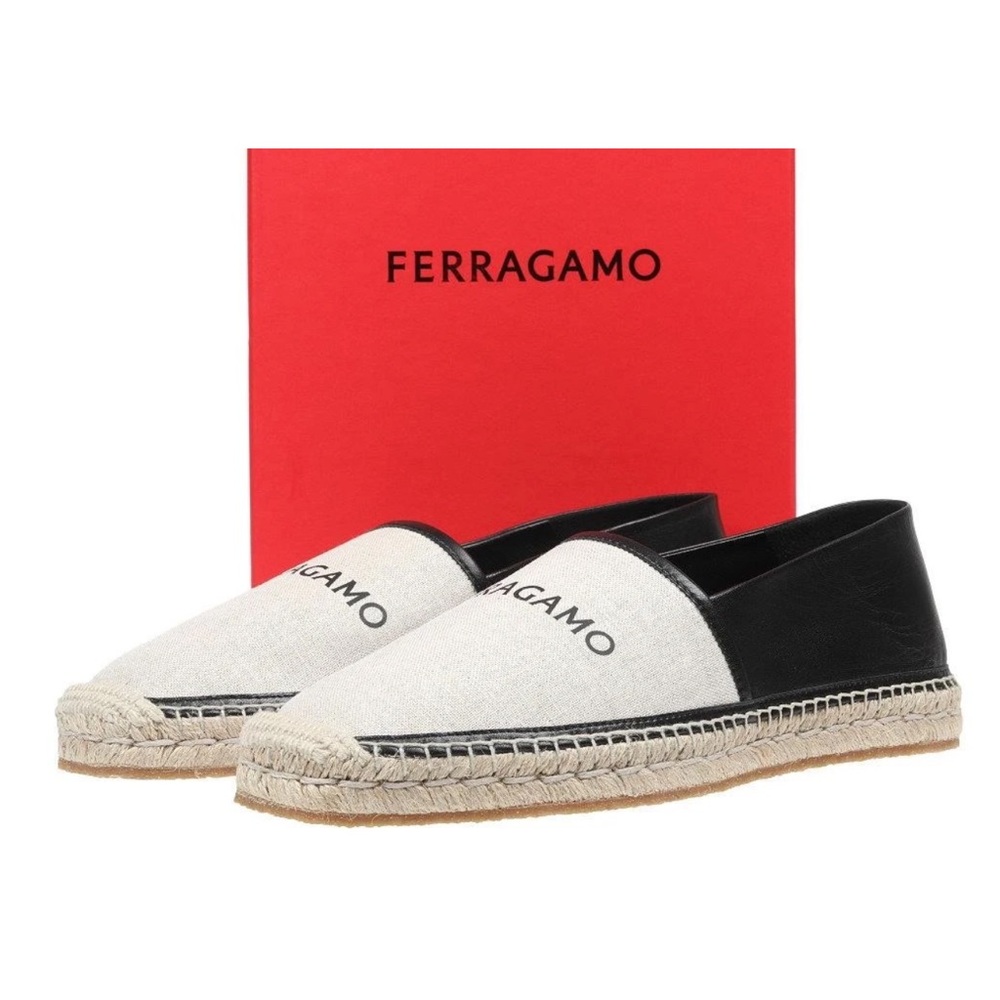 Salvatore Ferragamo Black and Cream Espadrilles 
100% Authentic